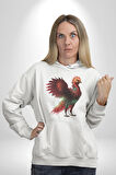 Anka Kuşu Ateş Kuşu Kadın Erkek  Beyaz Kapüşonlu Sweatshirt Hoodie