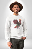 Anka Kuşu Ateş Kuşu Kadın Erkek  Beyaz Baskılı Sweatshirt 