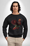 Anka Kuşu Ateş Kuşu Kadın Erkek  Siyah Baskılı Sweatshirt 