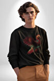Anka Kuşu Ateş Kuşu Kadın Erkek  Siyah Baskılı Sweatshirt 