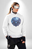 Kuru Kafa Kalkan Koruma Kadın Erkek  Beyaz Baskılı Sweatshirt 