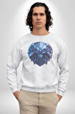 Kuru Kafa Kalkan Koruma Kadın Erkek  Beyaz Baskılı Sweatshirt 