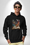 Hikaye Roman Kitabı Gerçekleşti Kadın Erkek  Siyah Kapüşonlu Sweatshirt Hoodie