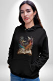 Hikaye Roman Kitabı Gerçekleşti Kadın Erkek  Siyah Kapüşonlu Sweatshirt Hoodie