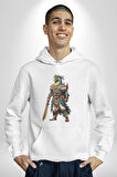 Oturan Kuş Efsanesi Kadın Erkek  Beyaz Kapüşonlu Sweatshirt Hoodie