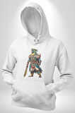 Oturan Kuş Efsanesi Kadın Erkek  Beyaz Kapüşonlu Sweatshirt Hoodie