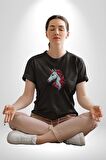 Unicorn Tek Boynuzlu At Kadın Erkek Unisex Siyah Organik Baskılı T-Shirt Penye Yüksek Kalite