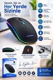 Kablosuz Şarjlı Sessiz Tıklamalı Ergonomik Mouse