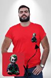 Bebek Joker Yapay Zeka Tasarımı Kırmızı Büyük Beden Kadın Basic Minimal Baskılı Tişört