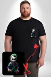 Bebek Joker Yapay Zeka Tasarımı Siyah Büyük Beden Kadın Basic Minimal Baskılı Tişört