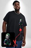 Bebek Joker Yapay Zeka Tasarımı Siyah Büyük Beden Kadın Basic Minimal Baskılı Tişört