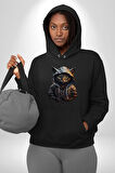 Hip Hop Gençlik Kedi Çeket Kadın Erkek  Siyah Kapüşonlu Sweatshirt Hoodie