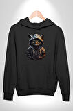 Hip Hop Gençlik Kedi Çeket Kadın Erkek  Siyah Kapüşonlu Sweatshirt Hoodie