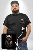 Hip Hop Gençlik Kedi Çeket Siyah Büyük Beden Kadın Basic Minimal Baskılı Tişört