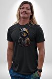 Hip Hop Gençlik Kedi Çeket Kadın Erkek Unisex Siyah Organik Baskılı T-Shirt Penye Yüksek Kalite