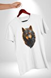 Siyah Ateşli Sinirli Kurt  Kadın Erkek Unisex Beyaz Organik Baskılı T-Shirt Penye Yüksek Kalite