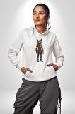 Yapay Zeka Kurt Robot İnsan  Kadın Erkek  Beyaz Kapüşonlu Sweatshirt Hoodie