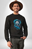 Buzların Efendisi Kurukafa Kadın Erkek  Siyah Baskılı Sweatshirt 