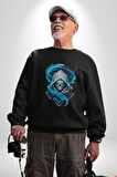 Buzların Efendisi Kurukafa Kadın Erkek  Siyah Baskılı Sweatshirt 