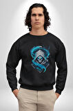 Buzların Efendisi Kurukafa Kadın Erkek  Siyah Baskılı Sweatshirt 