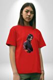 John Wick Karakter  Pamuklu Bisiklet Yaka Kadın Erkek Oversize Boyfriend Dijital Baskılı Kırmızı T-Shirt