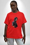 John Wick Karakter  Pamuklu Bisiklet Yaka Kadın Erkek Oversize Boyfriend Dijital Baskılı Kırmızı T-Shirt