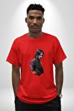John Wick Karakter  Pamuklu Bisiklet Yaka Kadın Erkek Oversize Boyfriend Dijital Baskılı Kırmızı T-Shirt