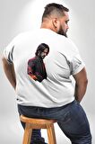 John Wick Karakter  Büyük Beden Beyaz Tişört Kadın Erkek Ünisex Sırt Baskılı
