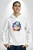 Sevimli Bebek Ejderha Elmas Yumurta Kadın Erkek  Beyaz Kapüşonlu Sweatshirt Hoodie
