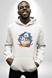 Sevimli Bebek Ejderha Elmas Yumurta Kadın Erkek  Beyaz Kapüşonlu Sweatshirt Hoodie