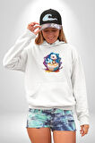Sevimli Bebek Ejderha Elmas Yumurta Kadın Erkek  Beyaz Kapüşonlu Sweatshirt Hoodie