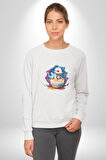 Sevimli Bebek Ejderha Elmas Yumurta Kadın Erkek  Beyaz Baskılı Sweatshirt 