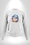 Sevimli Bebek Ejderha Elmas Yumurta Kadın Erkek  Beyaz Baskılı Sweatshirt 