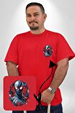 Kadın Spiderwoman Miles Morales Kırmızı Büyük Beden Kadın Basic Minimal Baskılı Tişört