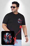 Kadın Spiderwoman Miles Morales Siyah Büyük Beden Kadın Basic Minimal Baskılı Tişört