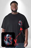 Kadın Spiderwoman Miles Morales Siyah Büyük Beden Kadın Basic Minimal Baskılı Tişört