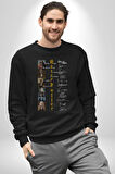 Harry Potter Kahramanları İmzaları Kadın Erkek  Siyah Baskılı Sweatshirt 