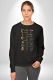 Harry Potter Kahramanları İmzaları Kadın Erkek  Siyah Baskılı Sweatshirt 
