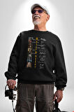 Harry Potter Kahramanları İmzaları Kadın Erkek  Siyah Baskılı Sweatshirt 