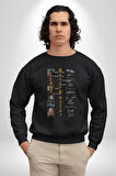 Harry Potter Kahramanları İmzaları Kadın Erkek  Siyah Baskılı Sweatshirt 