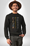 Harry Potter Kahramanları İmzaları Kadın Erkek  Siyah Baskılı Sweatshirt 