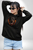 Rottweiler Ateşli Kafası Koca Kafa Kadın Erkek  Siyah Kapüşonlu Sweatshirt Hoodie