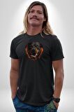 Rottweiler Ateşli Kafası Koca Kafa Kadın Erkek Unisex Siyah Organik Baskılı T-Shirt Penye Yüksek Kalite