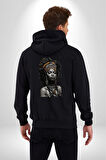 Afrikalı  Kadın Sanat Siyahi  Kadın Erkek Siyah Renk Kapüşonlu Kanguru Cepli  Fermuarlı Pamuklu Oversize Dijital Baskılı Hırka Sweatshirt