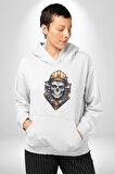 Maden İşcisi Kuru Kafa  Kadın Erkek  Beyaz Kapüşonlu Sweatshirt Hoodie
