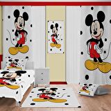 Mickey Mouse Desenli Çocuk Odası Takım Perde (iki Kanat),Yatak Örtüsü,Yastık,Kırlent ,Halı,Tablo