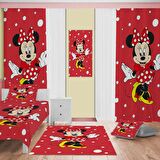 Mickey Mouse Desenli Çocuk Odası Takım Perde (iki Kanat),Yatak Örtüsü,Yastık,Kırlent ,Halı,Tablo