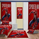 SPIDERMAN Desenli Çocuk Odası Takım Perde (iki Kanat),Yatak Örtüsü,Yastık,Kırlent ,Halı,Tablo