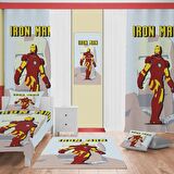 IRON MAN Desenli Çocuk Odası Takım Perde (iki Kanat),Yatak Örtüsü,Yastık,Kırlent ,Halı,Tablo