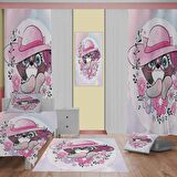 Sevimli hayvanDesenli Çocuk Odası Takım Perde (iki Kanat),Yatak Örtüsü,Yastık,Kırlent ,Halı,Tablo